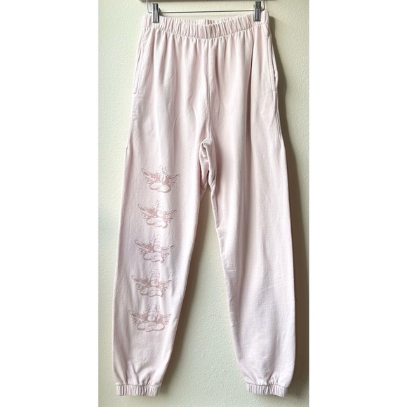 BOYS LIE BUBBLEGUM Pink Cream REVOLVE BROKEN RECORD V2 Jogger SWEATPANTS Sz S - Picture 5 of 16